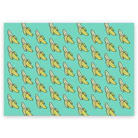Поздравительная открытка с принтом Бааны в Тюмени, 100% бумага | плотность бумаги 280 г/м2, матовая, на обратной стороне линовка и место для марки
 | banana | food | vegan | vegetarian | банан | веган | вегетарианство | еда