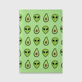 Обложка для паспорта матовая кожа с принтом Green в Тюмени, натуральная матовая кожа | размер 19,3 х 13,7 см; прозрачные пластиковые крепления | Тематика изображения на принте: alien | food | vegetarian | авокадо | вегетарианство | еда | пришелец