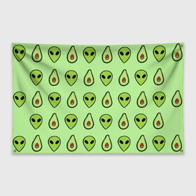 Флаг-баннер с принтом Green в Тюмени, 100% полиэстер | размер 67 х 109 см, плотность ткани — 95 г/м2; по краям флага есть четыре люверса для крепления | alien | food | vegetarian | авокадо | вегетарианство | еда | пришелец