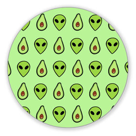 Коврик круглый с принтом Green в Тюмени, резина и полиэстер | круглая форма, изображение наносится на всю лицевую часть | alien | food | vegetarian | авокадо | вегетарианство | еда | пришелец