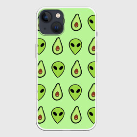 Чехол для iPhone 13 с принтом Green в Тюмени,  |  | alien | food | vegetarian | авокадо | вегетарианство | еда | пришелец
