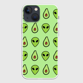 Чехол для iPhone 13 mini с принтом Green в Тюмени,  |  | alien | food | vegetarian | авокадо | вегетарианство | еда | пришелец