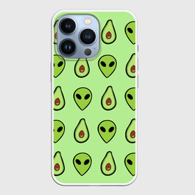 Чехол для iPhone 13 Pro с принтом Green в Тюмени,  |  | Тематика изображения на принте: alien | food | vegetarian | авокадо | вегетарианство | еда | пришелец