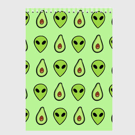 Скетчбук с принтом Green в Тюмени, 100% бумага
 | 48 листов, плотность листов — 100 г/м2, плотность картонной обложки — 250 г/м2. Листы скреплены сверху удобной пружинной спиралью | alien | food | vegetarian | авокадо | вегетарианство | еда | пришелец