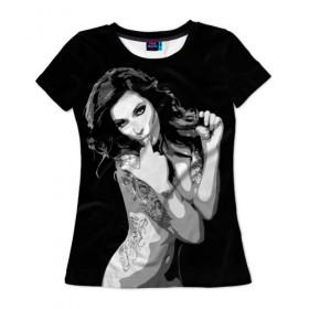 Женская футболка 3D с принтом Trap girl в Тюмени, 100% полиэфир ( синтетическое хлопкоподобное полотно) | прямой крой, круглый вырез горловины, длина до линии бедер | девушка | женщина | трап