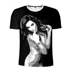 Мужская футболка 3D спортивная с принтом Trap girl в Тюмени, 100% полиэстер с улучшенными характеристиками | приталенный силуэт, круглая горловина, широкие плечи, сужается к линии бедра | девушка | женщина | трап