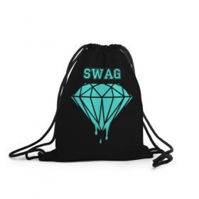 Рюкзак-мешок 3D с принтом Swag diamond в Тюмени, 100% полиэстер | плотность ткани — 200 г/м2, размер — 35 х 45 см; лямки — толстые шнурки, застежка на шнуровке, без карманов и подкладки | 