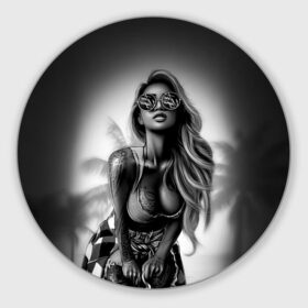 Коврик круглый с принтом Trap girl в Тюмени, резина и полиэстер | круглая форма, изображение наносится на всю лицевую часть | девушка | мода | пляж | стиль