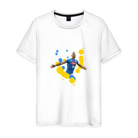 Мужская футболка хлопок с принтом Napoli в Тюмени, 100% хлопок | прямой крой, круглый вырез горловины, длина до линии бедер, слегка спущенное плечо. | Тематика изображения на принте: napoli | serie a | наполи | серия а