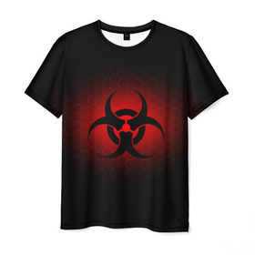 Мужская футболка 3D с принтом Биологическая Опасность в Тюмени, 100% полиэфир | прямой крой, круглый вырез горловины, длина до линии бедер | биологическая  | опасность