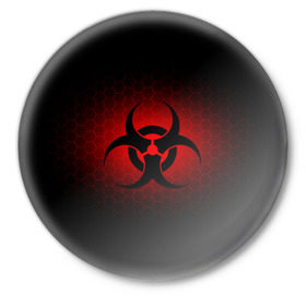 Значок с принтом Биологическая Опасность в Тюмени,  металл | круглая форма, металлическая застежка в виде булавки | биологическая  | опасность