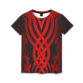 Женская футболка 3D с принтом Ornament II в Тюмени, 100% полиэфир ( синтетическое хлопкоподобное полотно) | прямой крой, круглый вырез горловины, длина до линии бедер | орнамент | рисунок | тату | татуировка | узор