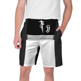 Мужские шорты 3D с принтом JUVENTUS SPORT в Тюмени,  полиэстер 100% | прямой крой, два кармана без застежек по бокам. Мягкая трикотажная резинка на поясе, внутри которой широкие завязки. Длина чуть выше колен | 