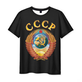 Мужская футболка 3D с принтом Советский Союз в Тюмени, 100% полиэфир | прямой крой, круглый вырез горловины, длина до линии бедер | Тематика изображения на принте: герб | советский союз | ссср