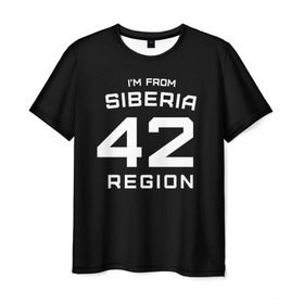 Мужская футболка 3D с принтом i`m from Siberia(Я из сибири) в Тюмени, 100% полиэфир | прямой крой, круглый вырез горловины, длина до линии бедер | 42 регион | from siberia | кемерово | кемеровская область | регионы россии | россия | сибирь | я из сибири