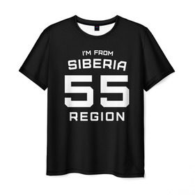 Мужская футболка 3D с принтом i`m from Siberia(Я из сибири) в Тюмени, 100% полиэфир | прямой крой, круглый вырез горловины, длина до линии бедер | 55 регион | from siberia | омск | омская область | регионы россии | россия | сибирь | я из сибири