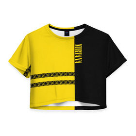 Женская футболка 3D укороченная с принтом Nirvana в Тюмени, 100% полиэстер | круглая горловина, длина футболки до линии талии, рукава с отворотами | kurt cobain | nirvana | курт кобейн | нервана | нирвана | рок группа