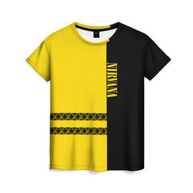 Женская футболка 3D с принтом Nirvana в Тюмени, 100% полиэфир ( синтетическое хлопкоподобное полотно) | прямой крой, круглый вырез горловины, длина до линии бедер | kurt cobain | nirvana | курт кобейн | нервана | нирвана | рок группа