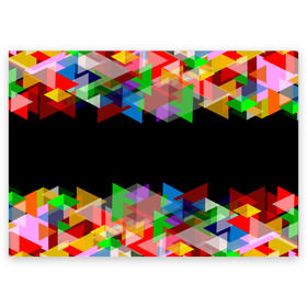 Поздравительная открытка с принтом Калейдоскоп чёрный в Тюмени, 100% бумага | плотность бумаги 280 г/м2, матовая, на обратной стороне линовка и место для марки
 | Тематика изображения на принте: калейдоскоп | мозаика | разноцветный | черный | яркий
