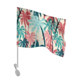 Флаг для автомобиля с принтом Абстракция Пальмы Текстура в Тюмени, 100% полиэстер | Размер: 30*21 см | pattern | texture | абстракция | лето | листья | море | отдых | отпуск | пальмы | пляж | текстура
