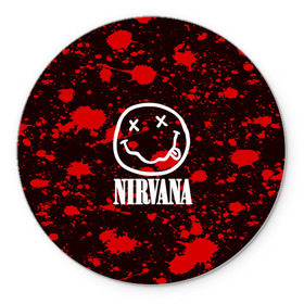 Коврик круглый с принтом NIRVANA в Тюмени, резина и полиэстер | круглая форма, изображение наносится на всю лицевую часть | nirvana | punk | rock | альтернативный хип хоп | группа | инди поп | музыка | музыкальное произведение | ноты | панк | регги | рок | синти поп