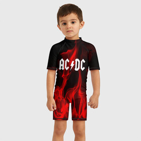Детский купальный костюм 3D с принтом AC DC в Тюмени, Полиэстер 85%, Спандекс 15% | застежка на молнии на спине | ac dc | punk | rock | альтернативный хип хоп | группа | инди поп | музыка | музыкальное произведение | ноты | панк | регги | рок | синти поп