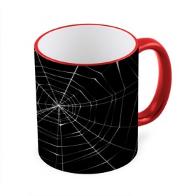 Кружка 3D с принтом Паутина в Тюмени, керамика | ёмкость 330 мл | Тематика изображения на принте: паук | сеть | черный
