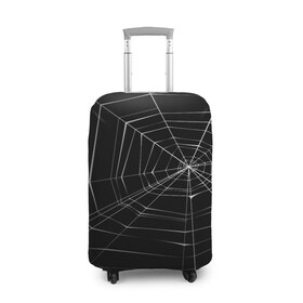 Чехол для чемодана 3D с принтом Паутина в Тюмени, 86% полиэфир, 14% спандекс | двустороннее нанесение принта, прорези для ручек и колес | паук | сеть | черный