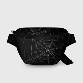Поясная сумка 3D с принтом Паутина в Тюмени, 100% полиэстер | плотная ткань, ремень с регулируемой длиной, внутри несколько карманов для мелочей, основное отделение и карман с обратной стороны сумки застегиваются на молнию | паук | сеть | черный