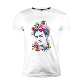 Мужская футболка премиум с принтом Фрида Кало в Тюмени, 92% хлопок, 8% лайкра | приталенный силуэт, круглый вырез ворота, длина до линии бедра, короткий рукав | фрида кало