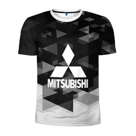 Мужская футболка 3D спортивная с принтом Mitsubishi sport geometry в Тюмени, 100% полиэстер с улучшенными характеристиками | приталенный силуэт, круглая горловина, широкие плечи, сужается к линии бедра |  машина | марка | митсубиси