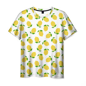 Мужская футболка 3D с принтом Лимоны в Тюмени, 100% полиэфир | прямой крой, круглый вырез горловины, длина до линии бедер | food | lemon | vegan | vegetarian | веган | вегетарианство | еда | лимон
