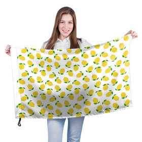Флаг 3D с принтом Лимоны в Тюмени, 100% полиэстер | плотность ткани — 95 г/м2, размер — 67 х 109 см. Принт наносится с одной стороны | food | lemon | vegan | vegetarian | веган | вегетарианство | еда | лимон