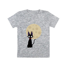 Детская футболка хлопок с принтом Luna cat в Тюмени, 100% хлопок | круглый вырез горловины, полуприлегающий силуэт, длина до линии бедер | ведьмина доставка | кики | хаяо миядзаки