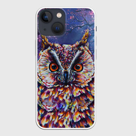 Чехол для iPhone 13 mini с принтом Сова в Тюмени,  |  | Тематика изображения на принте: art | bird | forest | night | owl | owls | tree | wood | арт | дерево | лес | ночь | птица | птицы | сова | совы