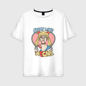 Женская футболка хлопок Oversize с принтом Сейлор Мун в Тюмени, 100% хлопок | свободный крой, круглый ворот, спущенный рукав, длина до линии бедер
 | sailor moon