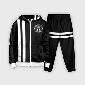 Детский костюм 3D с принтом Manchester United BlackWhite в Тюмени,  |  | england | football | logo | manchester united | sport | англия | арт | лига | лого | манчестер юнайтед | спорт | текстура | фк | футбол | футбольный клуб | эмблема