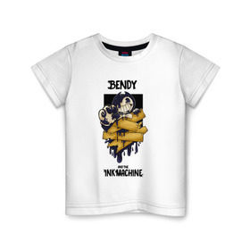 Детская футболка хлопок с принтом Bendy and the Ink Machine в Тюмени, 100% хлопок | круглый вырез горловины, полуприлегающий силуэт, длина до линии бедер | 0x000000123 | bendy | ink machine | бенди