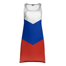 Платье-майка 3D с принтом Россия в Тюмени, 100% полиэстер | полуприлегающий силуэт, широкие бретели, круглый вырез горловины, удлиненный подол сзади. | russian | россия | русский | флаг | я русский