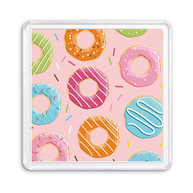 Магнит 55*55 с принтом Пончики в Тюмени, Пластик | Размер: 65*65 мм; Размер печати: 55*55 мм | Тематика изображения на принте: 