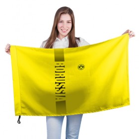 Флаг 3D с принтом BORUSSIA SPORT в Тюмени, 100% полиэстер | плотность ткани — 95 г/м2, размер — 67 х 109 см. Принт наносится с одной стороны | боруссия | дортмунд