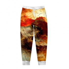 Мужские брюки 3D с принтом огненное небо в Тюмени, 100% полиэстер | манжеты по низу, эластичный пояс регулируется шнурком, по бокам два кармана без застежек, внутренняя часть кармана из мелкой сетки | огненное небо | пасмурно