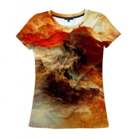 Женская футболка 3D с принтом огненное небо в Тюмени, 100% полиэфир ( синтетическое хлопкоподобное полотно) | прямой крой, круглый вырез горловины, длина до линии бедер | огненное небо | пасмурно