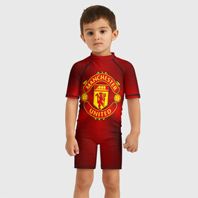Детский купальный костюм 3D с принтом Manchester United F.C. в Тюмени, Полиэстер 85%, Спандекс 15% | застежка на молнии на спине | england | football | logo | manchester united | sport | англия | арт | лига | лого | манчестер юнайтед | спорт | текстура | фк | футбол | футбольный клуб | эмблема
