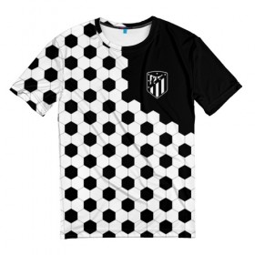 Мужская футболка 3D с принтом Atletico Madrid в Тюмени, 100% полиэфир | прямой крой, круглый вырез горловины, длина до линии бедер | атлетико мадрид | эмблема