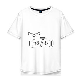 Мужская футболка хлопок Oversize с принтом Велосипед программиста в Тюмени, 100% хлопок | свободный крой, круглый ворот, “спинка” длиннее передней части | Тематика изображения на принте: велосипед | код | программирование | программист | символы