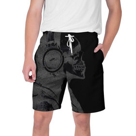 Мужские шорты 3D с принтом Музыкальный череп в Тюмени,  полиэстер 100% | прямой крой, два кармана без застежек по бокам. Мягкая трикотажная резинка на поясе, внутри которой широкие завязки. Длина чуть выше колен | 