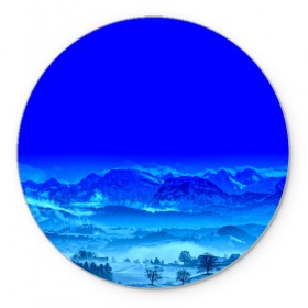 Коврик круглый с принтом Снежные горы в Тюмени, резина и полиэстер | круглая форма, изображение наносится на всю лицевую часть | 