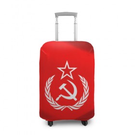 Чехол для чемодана 3D с принтом СССР в Тюмени, 86% полиэфир, 14% спандекс | двустороннее нанесение принта, прорези для ручек и колес | abstraction | cccр | grunge | russia | sport | абстракция | герб | краска | русский | символика рф | спорт | спортивный | триколор | униформа | форма | я русский