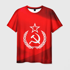 Мужская футболка 3D с принтом СССР в Тюмени, 100% полиэфир | прямой крой, круглый вырез горловины, длина до линии бедер | abstraction | cccр | grunge | russia | sport | абстракция | герб | краска | русский | символика рф | спорт | спортивный | триколор | униформа | форма | я русский